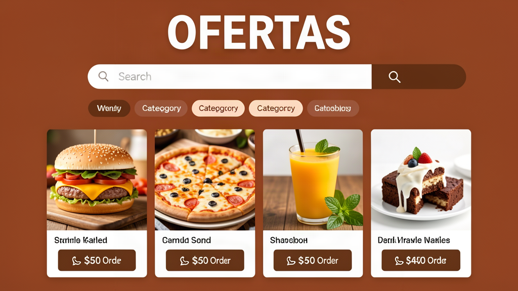 Delivery sem taxa com vitrine de lanche, pizza e suco para pedir no WhatsApp