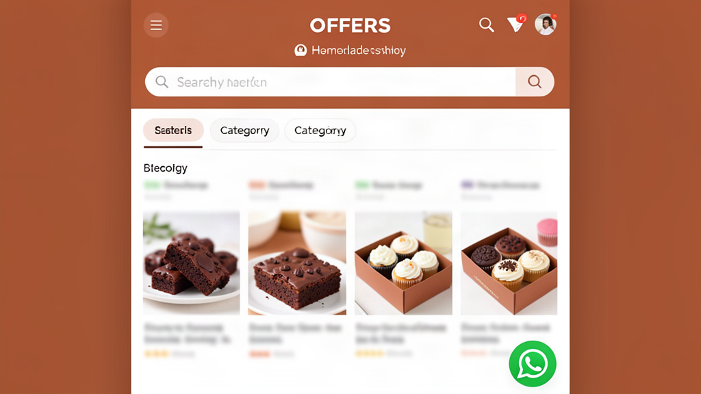 Vitrine de loja virtual de doces com catálogo de bolos e pedido pelo WhatsApp
