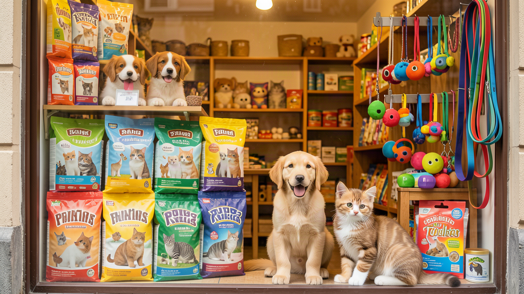 Loja virtual para pet shop com vitrine de produtos, racao, brinquedos e atendimento no WhatsApp