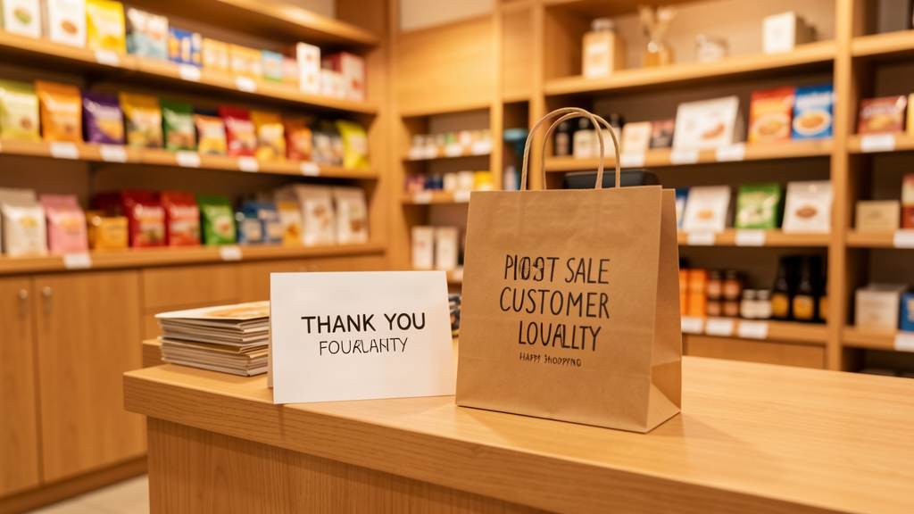 Pós black friday em loja virtual com pacote entregue e mensagem de agradecimento ao cliente